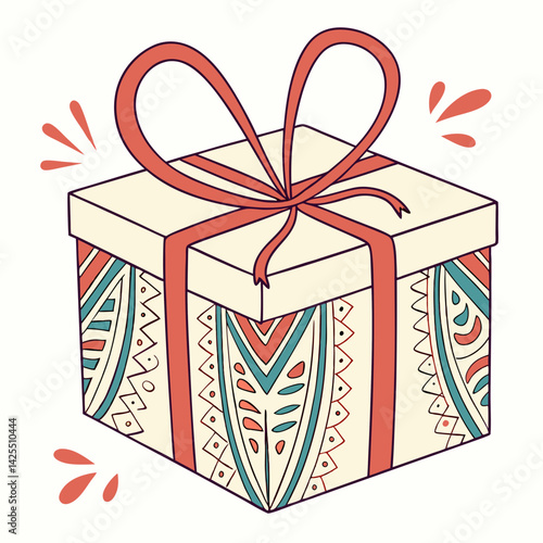 Gift Box with Ribbon on White Background – High-Quality AI Graphic Design File