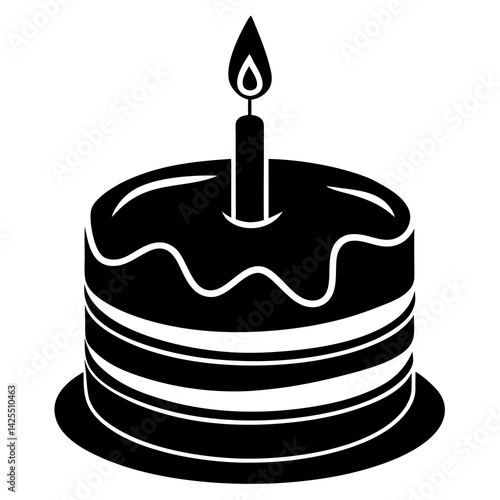 Cake with Candle on White Background – AI Graphic Design for Digital Use
