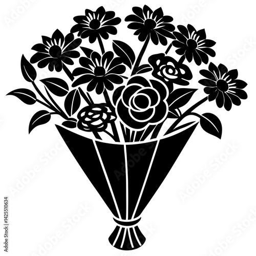 Bouquet of Flowers on White Background – AI Graphic Design 