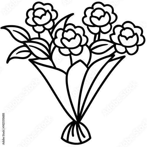 Bouquet of Flowers on White Background – AI Graphic Design 