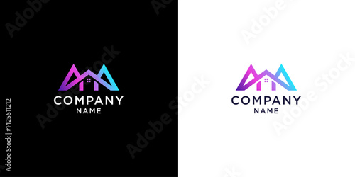 house logo design letter aa