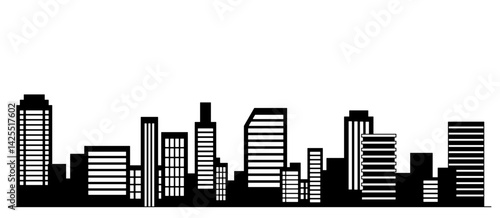 シンプルな線画ビル群のベクターイラスト 背景 