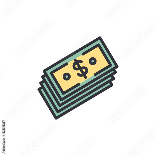 Money colored icons, minimalist vector illustration ,simple transparent graphic element .Isolated on white background
