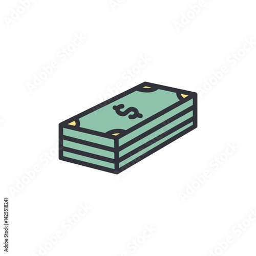 Money colored icons, minimalist vector illustration ,simple transparent graphic element .Isolated on white background