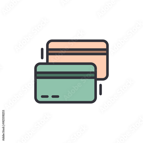 Money card colored icons, minimalist vector illustration ,simple transparent graphic element .Isolated on white background
