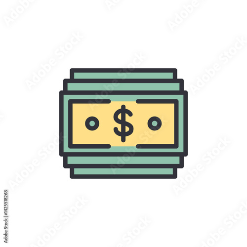 Money colored icons, minimalist vector illustration ,simple transparent graphic element .Isolated on white background