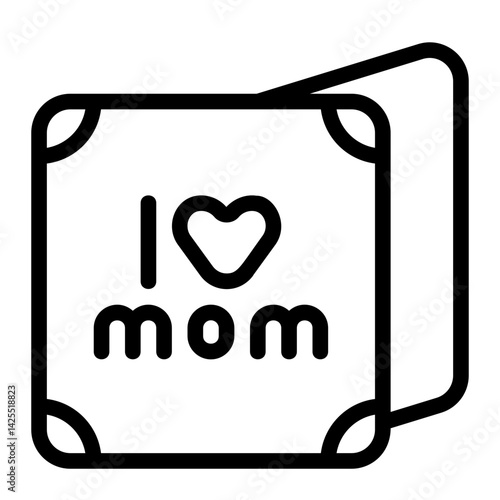 I Love Mom Card Line Icon