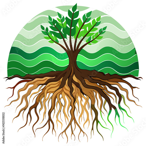 Abstract Roots and Earth Layers in Watercolor. Perfect for: Earth Day, environmental awareness campaigns, gardening events