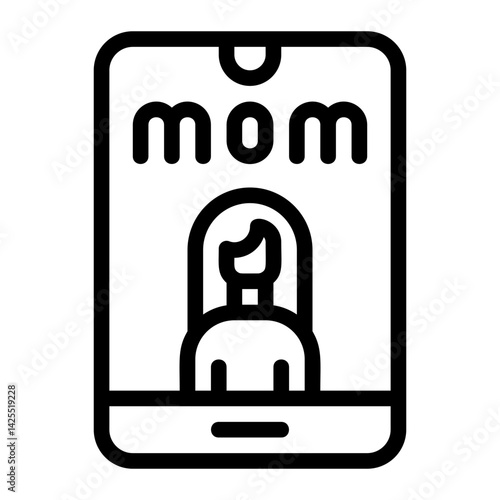Video Call with Mom Line Icon