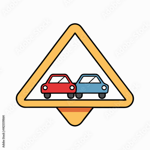 Do not overtake sign with-two cars-symbol 