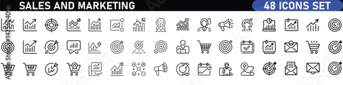 Sales and Marketing Icon black Set. A dynamic collection of icons designed to enhance branding, promotions, and customer engagement, perfect for marketing materials and business applications.