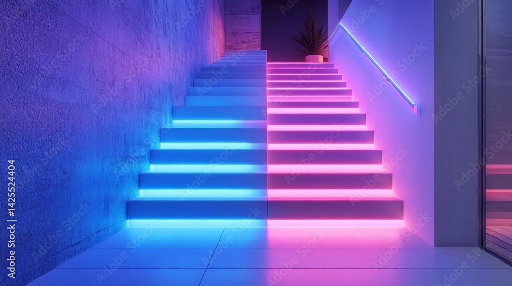 long corridor with a red carpet and blue carpet