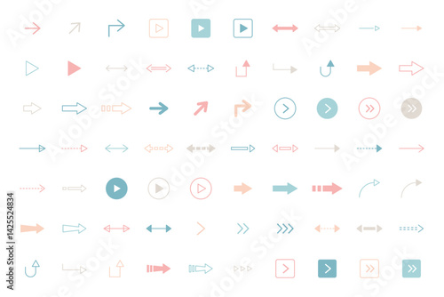 シンプルな矢印アイコンセット ベクター　イラスト　透明背景