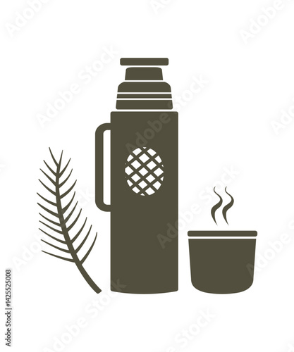 Thermos bottle and lid cup, vacuum flask.