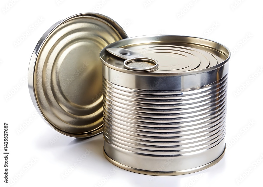 Open tin can isolated on white background Open tin can isolated on white background