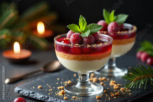 Festive Berry Trifle with Cranberry Coulis