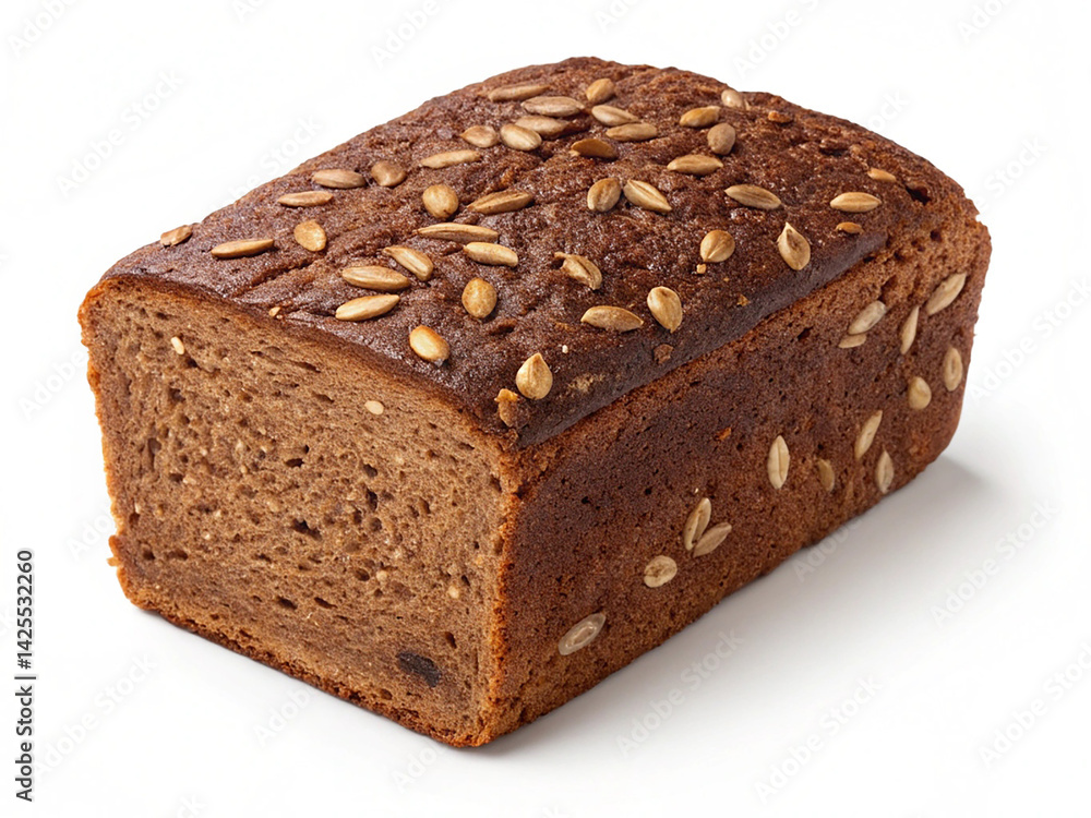 Square slice of dark brown bread with seeds isolated on transparent background Square slice of dark brown bread with seeds isolated on transparent background