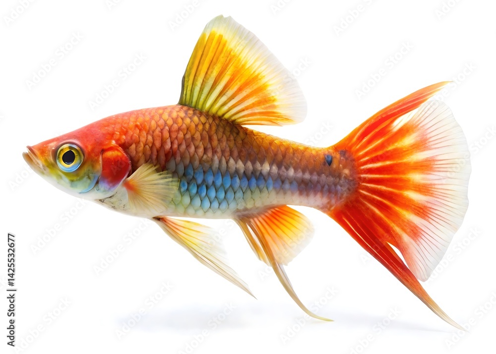 Obraz premium Swordtail fish isolated on white background