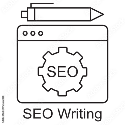 SEO Writing  icon, Boost Your Rankings with Strategic SEO Writing, Crafting Content That Google and Readers Love, vector