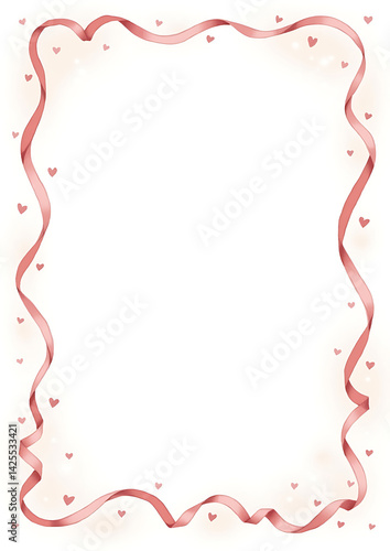 Romantic Pink Ribbon and Heart Frame 


