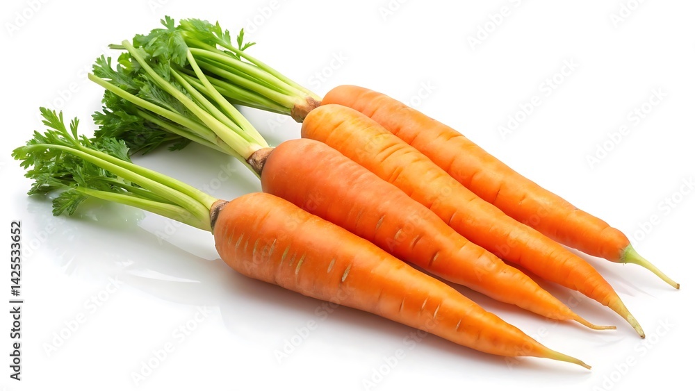 Three fresh carrots isolated on white background Three fresh carrots isolated on white background
