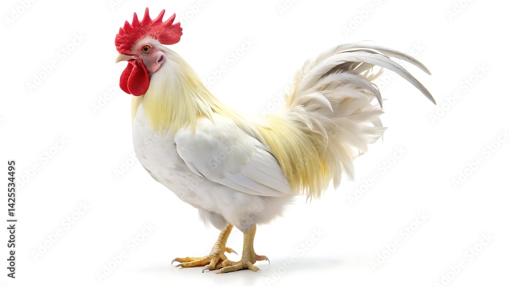 Fototapeta premium White Rooster isolated on white background