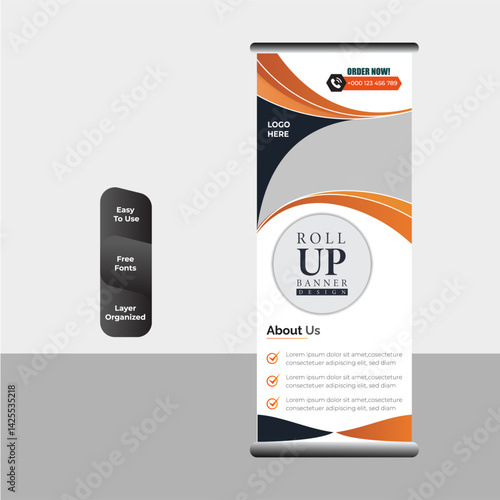 Energy Eco Roll Up Banner Layout template in vibrant colors