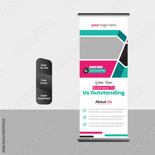Energy Eco Roll Up Banner Layout template in vibrant colors