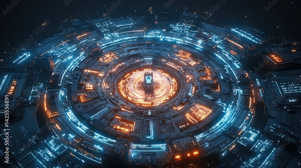 Fototapeta premium Futuristic Space Station Interior