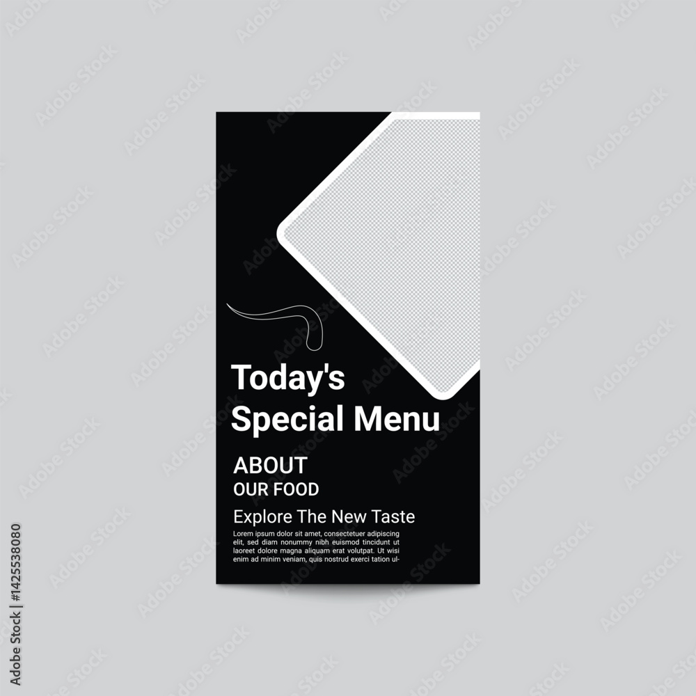 Minimalist Food Menu Design Template With Image Placeholder For Restaurant Promotion