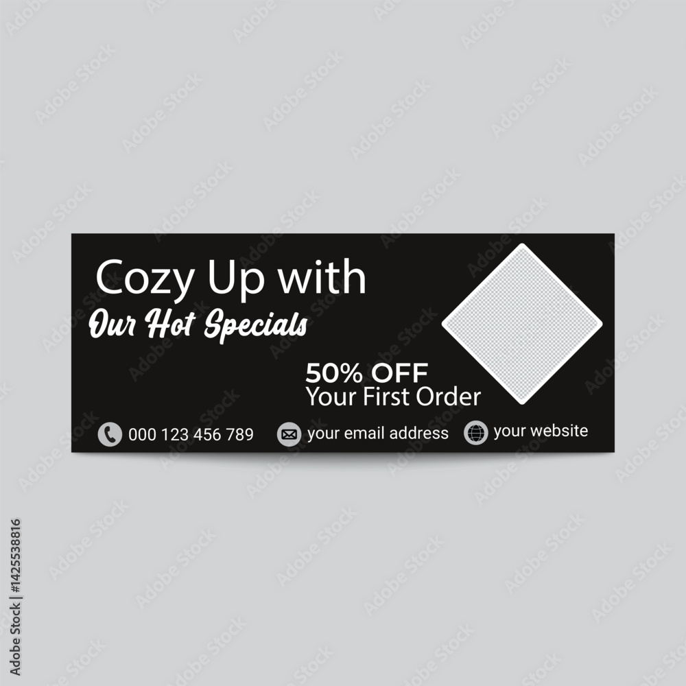 Black Hot Specials Banner With Discount Offer And Place For Image
