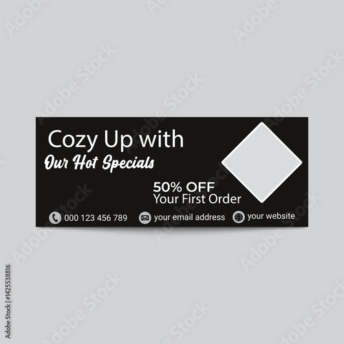 Obraz na płótnie Black Hot Specials Banner With Discount Offer And Place For Image w salonie