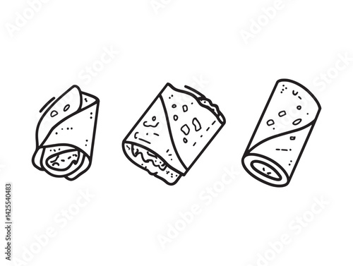Hand Drawn Lavash Bread Vector Outline for Cooking Illustrations