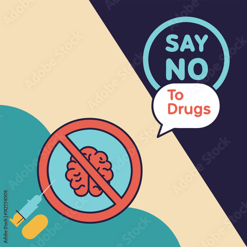 Anti Drug day vector illustration.