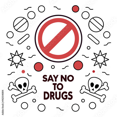 Anti Drug day vector illustration.