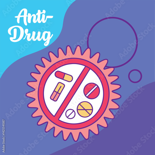 Anti Drug day vector illustration.