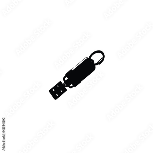 usb key fob silhouette on white background