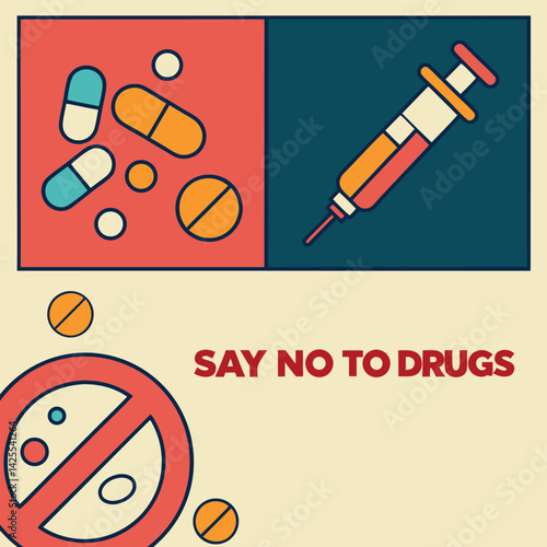 Anti Drug day vector illustration.