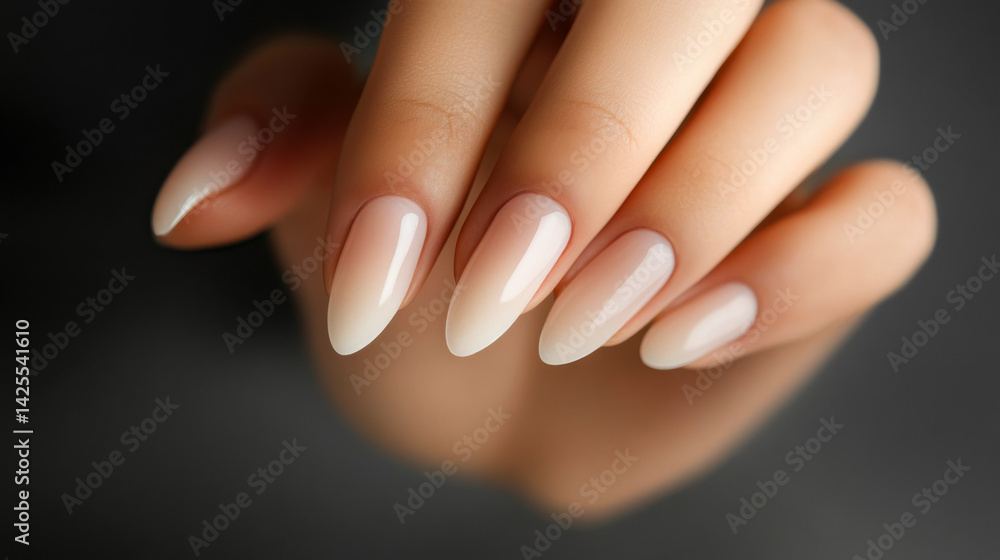 Elegant manicure showcasing pristine white and nude ombre nails in a minimalist setting Elegant manicure showcasing pristine white and nude ombre nails in a minimalist setting