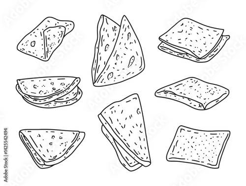 Simple Lavash Bread Line Drawing for Food Related Designs