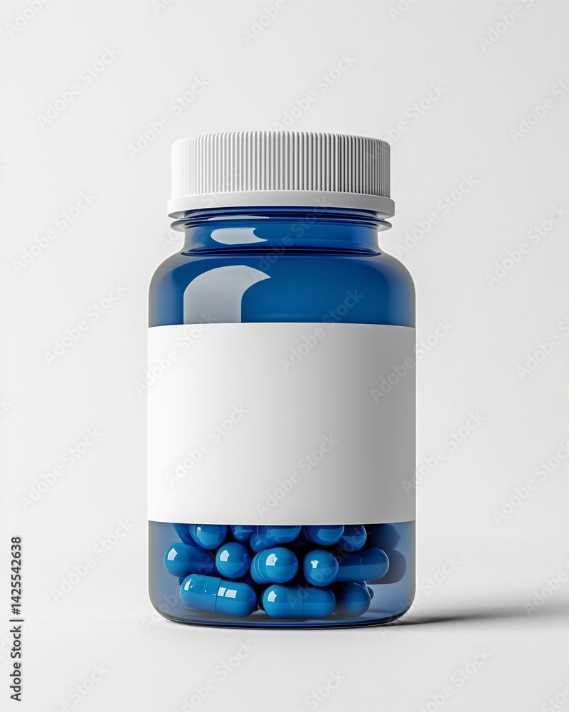 Isolated on white, a medicine bottle and several pills, including tablets and capsules, suggest prescription medication and healthcare Isolated on white, a medicine bottle and several pills, including tablets and capsules, suggest prescription medication and healthcare
