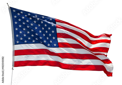 American Flag Waving in the Wind transparent background