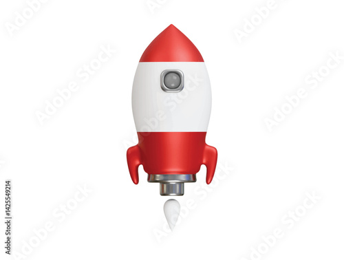 rocket icon 3d illustration render