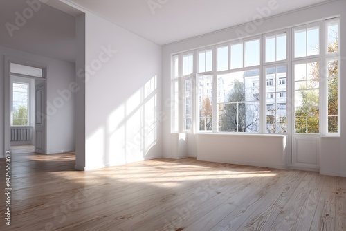 Wallpaper Mural Bright living room interior with white empty wall Torontodigital.ca