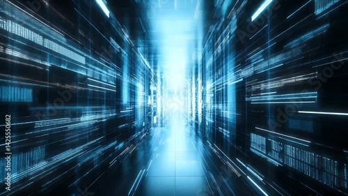 Wallpaper Mural Digital tunnel corridor rendered with fast blue light. Technology concept
 Torontodigital.ca