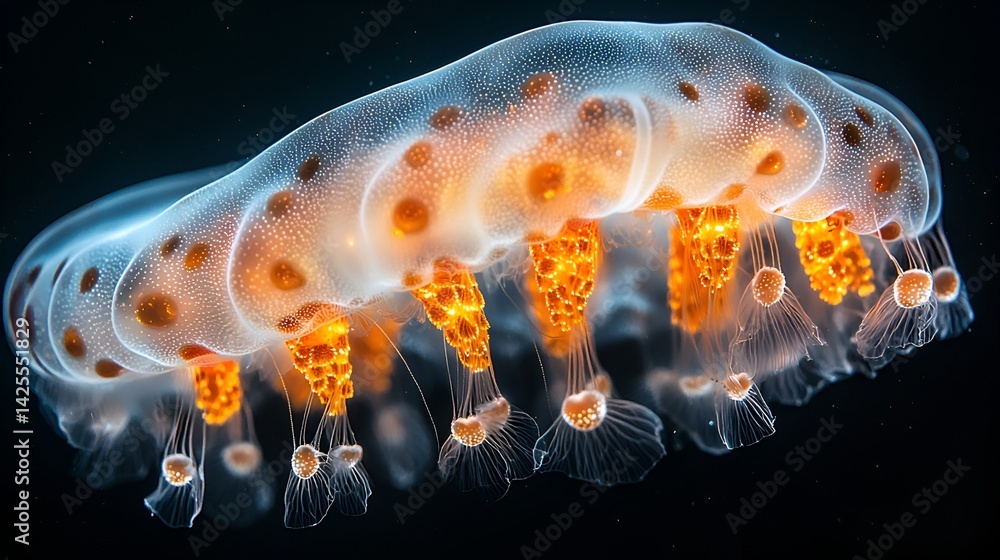 Fototapeta premium Deep Sea Jellyfish, Bioluminescent Glow