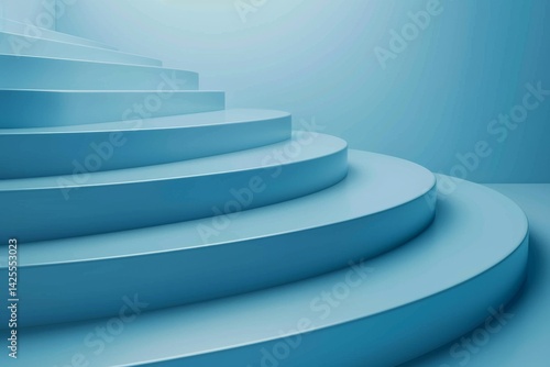 Abstract Circular Staircase in Blue