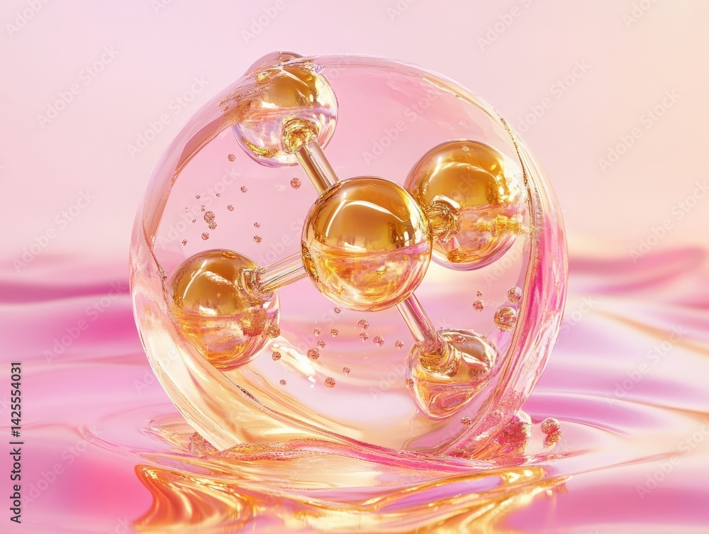 3D Molecular Fusion of Hyaluronic Acid and Collagen – Beauty Science Concept 3D Molecular Fusion of Hyaluronic Acid and Collagen – Beauty Science Concept