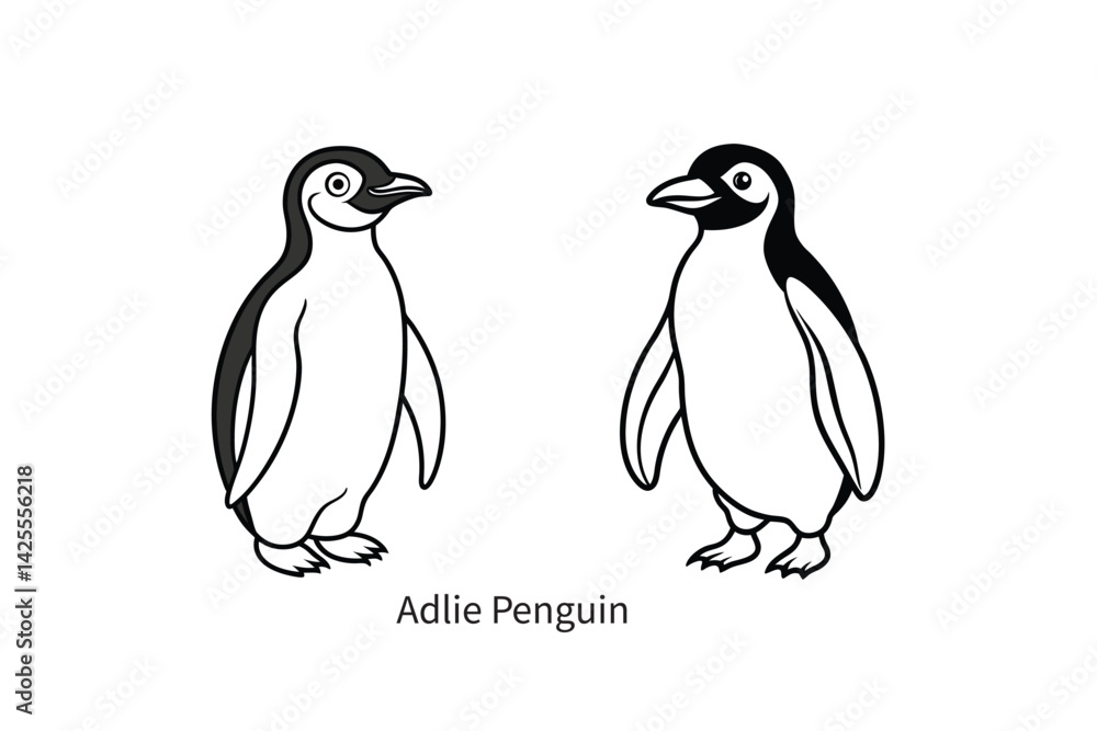 Naklejka premium Adlie penguin clean line drawing