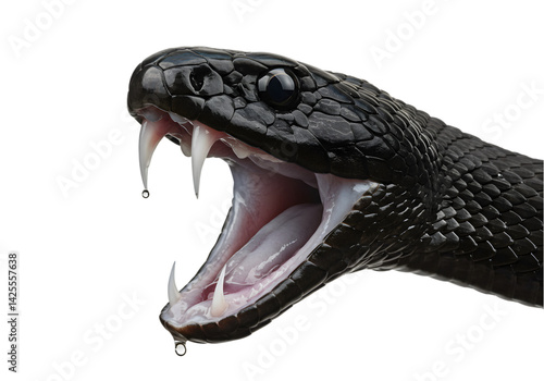 Black Mamba Snake: Venomous Reptile Close Up transparent background